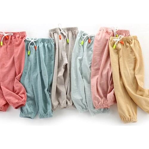 Spring Summer Girls Boys Pants Solid For 59-110cm Children Trousers G122