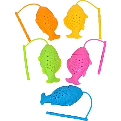 Tea Bag Teaware Tea Strainers Cute Fishing Tea Strainer Tea Tools Reuseable Silicone High temperature resistance