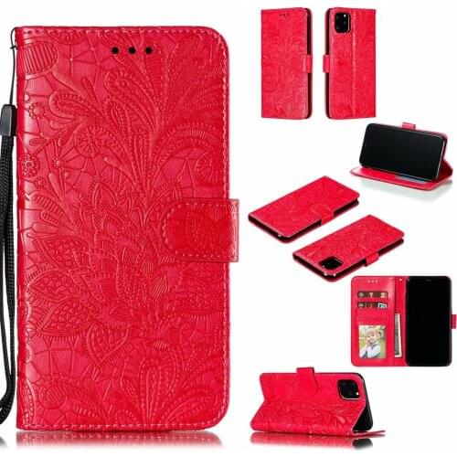 Flower Case For iPhone 11 Pro 7 8 Plus X XS Max XR Flip Leather 3D Embossed Book Case For Apple iPhone 11 Pro Max Cover