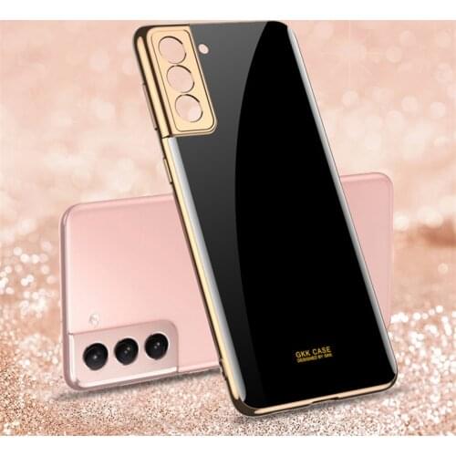 For Samsung Galaxy S21 Plus S21 Ultra Case Plating Tempered Glass Soft TPU Bumper Cover For Samsung Galaxy S21 FE