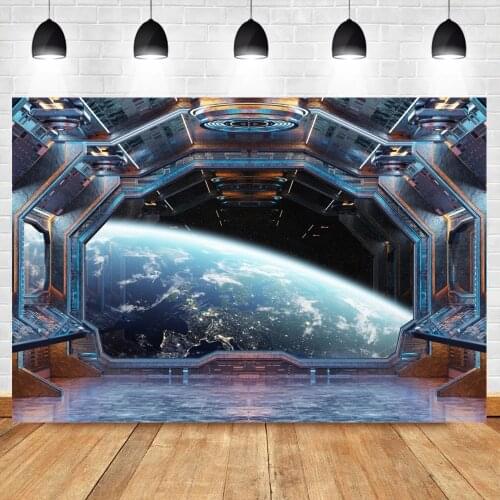 Photo Backdrop Science fiction Space Spaceship Earth Scene Child Portrait Shoot Party Photography Background Photo Studio Props