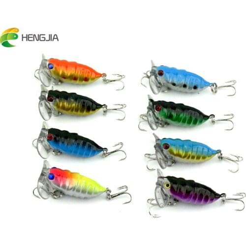 HENGJIA 8pcs 4cm 4.4g hard plastic cicada topwater floating wobbler lifelike fishing baits tackle insect lure