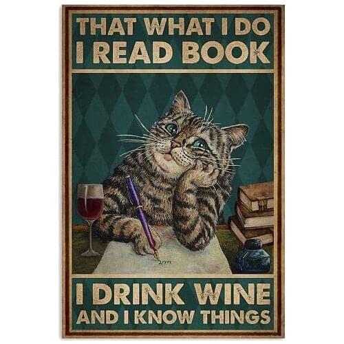 Thinking Cat Retro Tin Sign Cafe Bar Animal Tin Sign Decoration Gift Metal Sign wall decor vintage decor