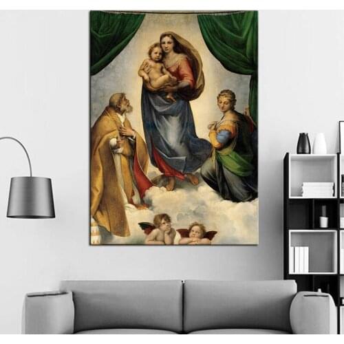 The Sistine Madonna Painting by Raphael Giclee Print Old Masters Collection for Home and Office Interior Decoration