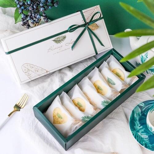 Creative Leafy Pattern Cookie Cake Packaging Gift Box Candy Bag Wedding DIY Paper Gift Boxes Bag Package Birthday Party Decor