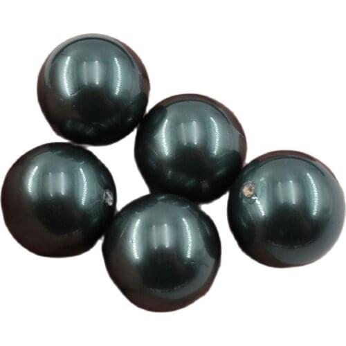 APDGG 20MM 5 Pcs Natural Black Sea Shell Pearl Half Hole Round Beads For Pendant Earrings DIY Jewelry Findings
