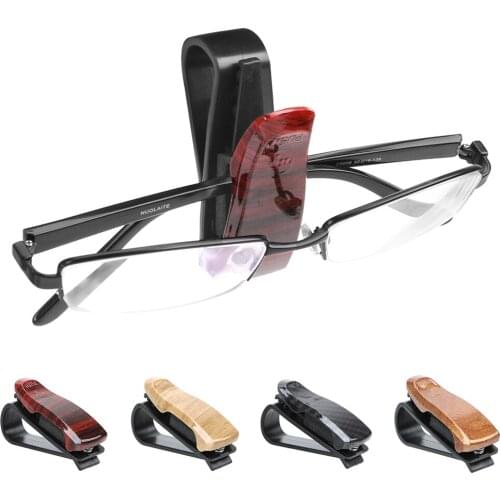LEEPEE Wood Grain Glasses Case Glasses Holder Car Vehicle Sun Visor Sunglasses Clamp Auto Fastener Clip Eyeglasses Holder