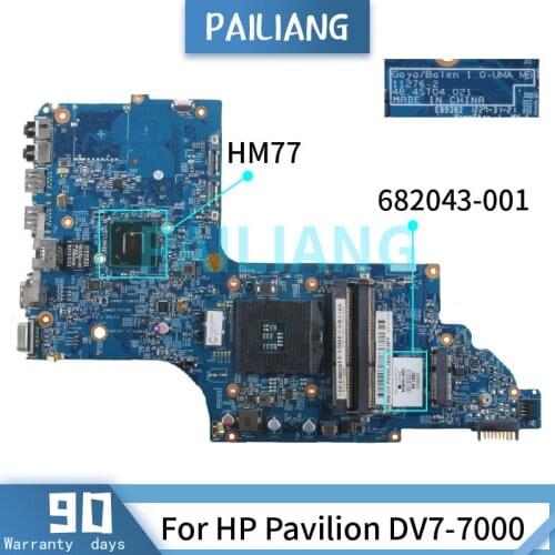 PAILIANG Laptop motherboard For HP Pavilion DV7-7000 Mainboard 11276-2 682043-001 HM77 DDR3 tesed