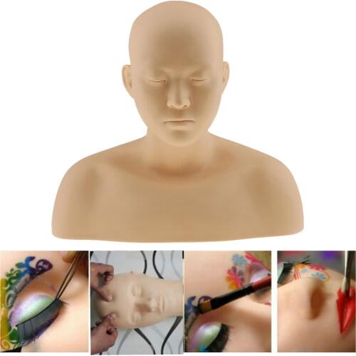 Soft Silicone Massage Face Lip Makeup Practice Mannequin Head Manikin Doll