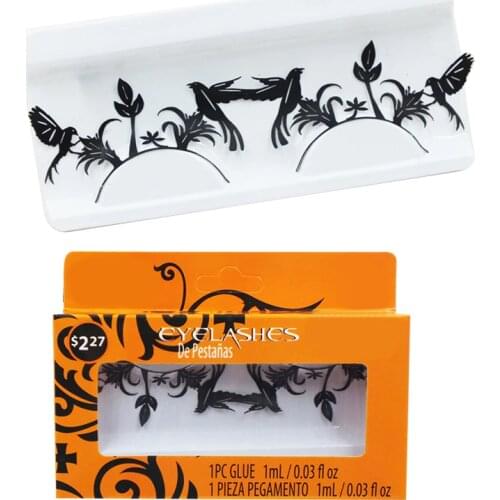 Halloween Makeup False Eyelashes Handmade Butterfly Bird Spider Shape Paper Cut Artistic Lashes for Costume Party NightClub