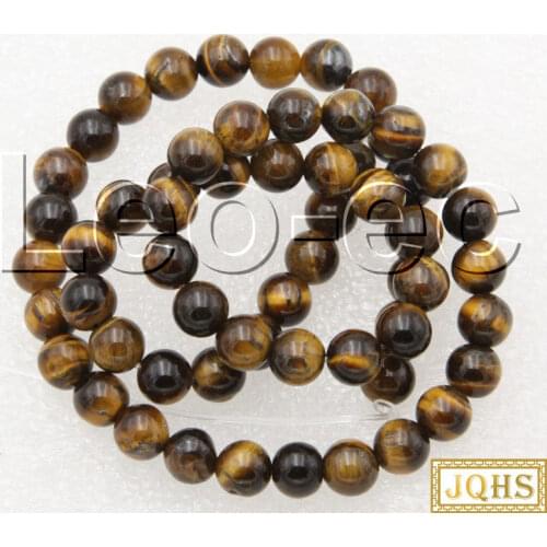 Natural 6mm round yellow Tiger Eye Stone Loose Beads for Jewelry Making Strand 15" DIY v1647