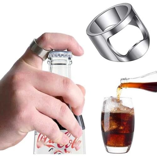 Stainless Steel Mini Bottle Opener Finger Ring Ring-shape Bottle Beer Cap Opening Remover Kitchen Gadgets Bar Accessories