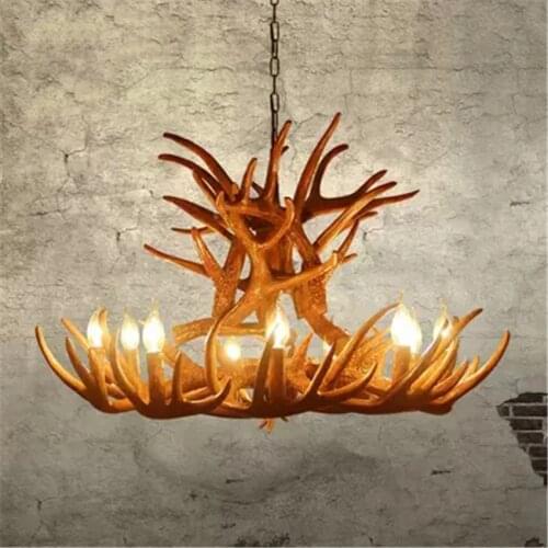 Nordic Candle Antler LED Chandelier Lighting American Vintage Resin LOFT Horn LED Pendant Lamps Home Decoration Kitchen Fixtures