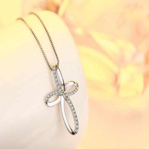 South Koreas new lovely micro cross zircon pendant necklace