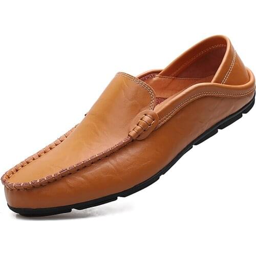 Spring New Leather Peas Shoes Mens Lazy Shoes Large Size Driving Casual Mens Shoes Tide Shoes Sneaker