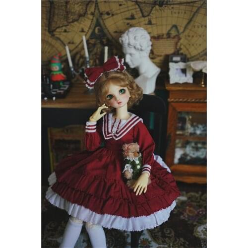 BJD doll clothes suitable for 1/3 1/4 1/6 Size giant doll red rress lolita soft dress doll dress accessories