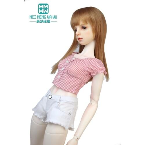 BJD Doll clothes Fashion Plaid shirt, super short hot pants for 58-60CM 1/3 SD Dolls toys Ball Jointed Doll accessories