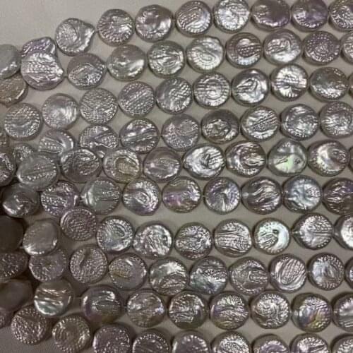 Wholesale cheap White 20mm Flat White Coin Shape Natural Freshwater Loose Pearl