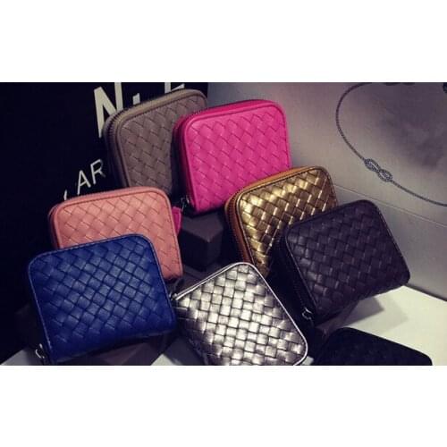 Handmade woven wallet real leather sheep leather coin purse change purse