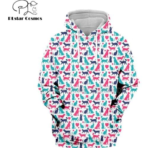 PLstar Cosmos animal cool cute CAT LOVE COLOR many cat 3d hoodies/Sweatshirt Winter autumn Harajuku long streetwear-3