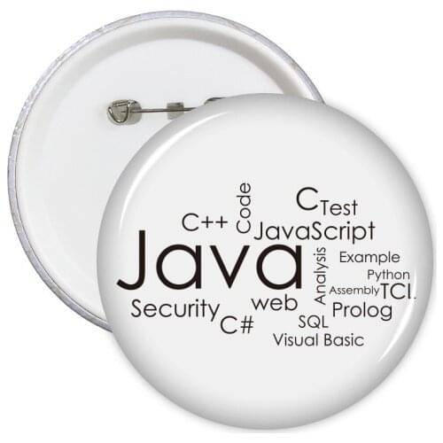 Programmer Program Related Java Round Pins Badge Button Clothing Decoration Gift 5pcs