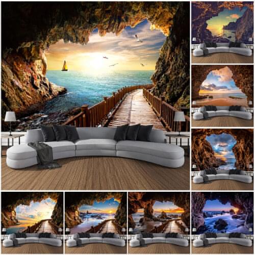 SepYue Landscape of Cave Path Tapestry Wall Hanging Wall Tapestry Bohemia Bedspread Throw Home Room Decoration Blanket Scenery