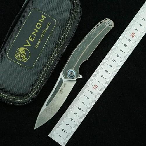 VENOM Kestrel M390 Blade Folding Knife Titanium/Carbon Fiber Handle Outdoor Camping Survival Kitchen Knife Fruit Knife EDC Tool