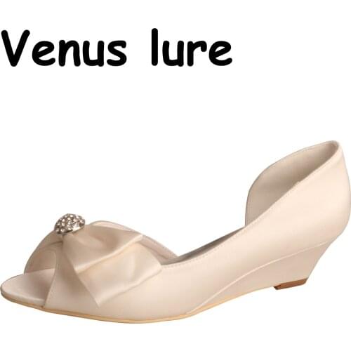Wedopus Bride Wedding Wedge Shoes Open Toe Ivory Pumps Size 11