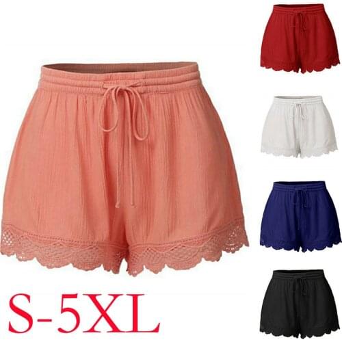 Loose Plus Size Lady Shorts Sports Elastic Band Casual Pants Patchwork Pure Color Running Short For Woman Beach Bathing Trousers