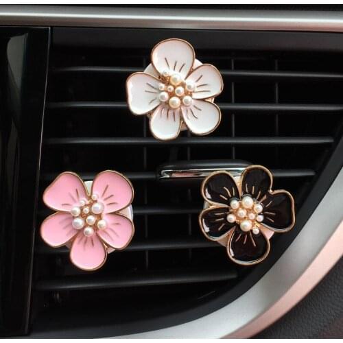 Car interior decoration pearl plum blossom car vent perfume clip female car aromatherapy air freshener car interior decoration