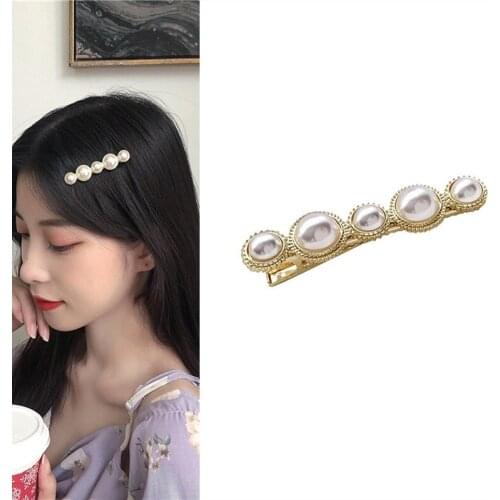 Vintage Baroque Pearl Metal Barrette Hairpin Classic Simple Hair Sticks for Women Girls Kids Hair Clips 2021 New Arrival Trend