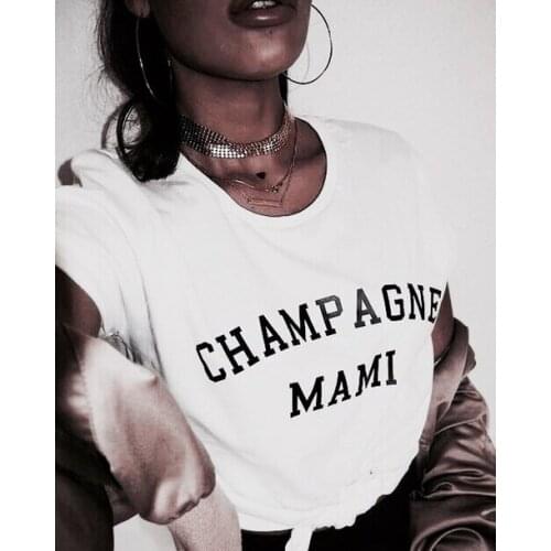New arrival "CHAMPAGNE MAMI"Summer fashion t shirt women tshirt Tees Girls tops casual tops women Outfit free shipping