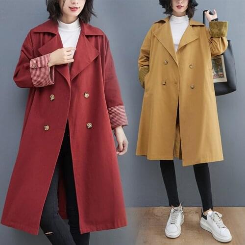 2021 New Arrival Outwear Trench Coats Double Breasted Solid Color Outerwear Autumn Winter Coats Office Lady Work Casual Coats