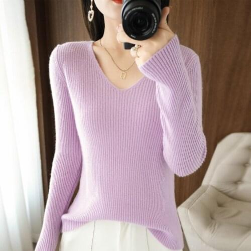 Ladies sweater 2021 fall/winter V-neck pullover casual knit top Korean fashion long-sleeved female jacket plus size hot sale