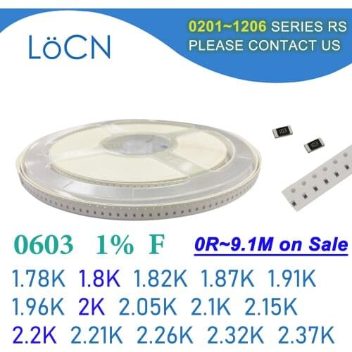 0603 1% 5000PCS SMD Resistor F 1.78K 1.8K 1.82K 1.87K 1.91K 1.96K 2K 2.05K 2.1K 2.15K 2.2K 2.21K 2.26K 2.32K 2.37K 1608 OHM