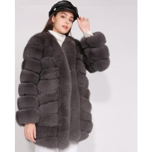 2019 Winter Fox Fur Jacket Female Warm Thick Fox Fur Coat Fashion Slim Real Fox Fur Coat