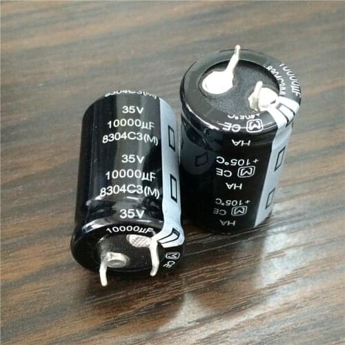 2pcs 10000uF 35V HA Series 22x35mm 35V10000uF Snap-in PSU Aluminum Electrolytic capacitor