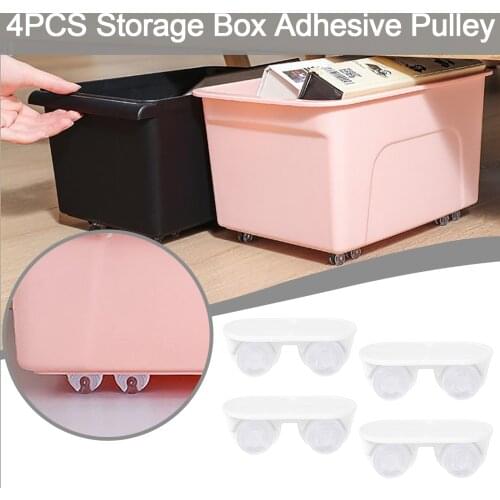 Paste Type Universal Pulley 4Pcs Adhesive Pulley Storage Box Pulley Can Self-adhesive Pulley Home No Noise No Scratches Box