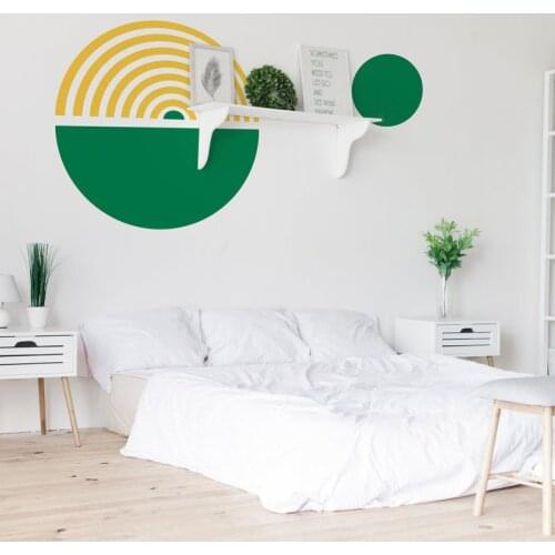 Abstract geometric Wall Decor, Boho Interior Wall Art, Abstract contemporary aesthetic with geometric rainbow Sun lines E226