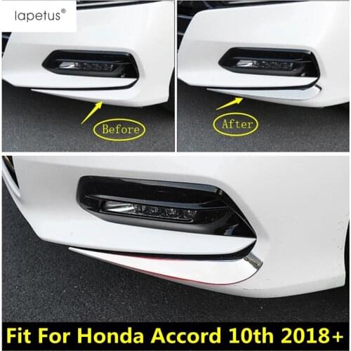 Lapetus Accessories Fit For Honda Accord 10th 2018 - 2021 ABS Front Protector Corner Bumper Under Fog Lights Lamp Cover Kit Trim