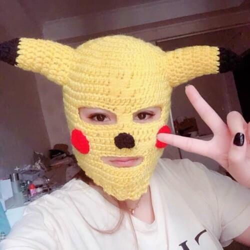 Anti-terrorist robbery gangsters are cute and weird than Pikachu headgear sand sculpture special mask wool hat