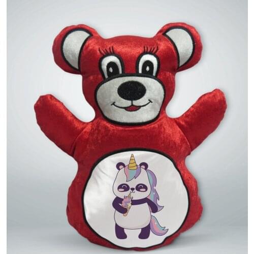 BK Gift Panda Design Red Teddy Bear Yastık-1