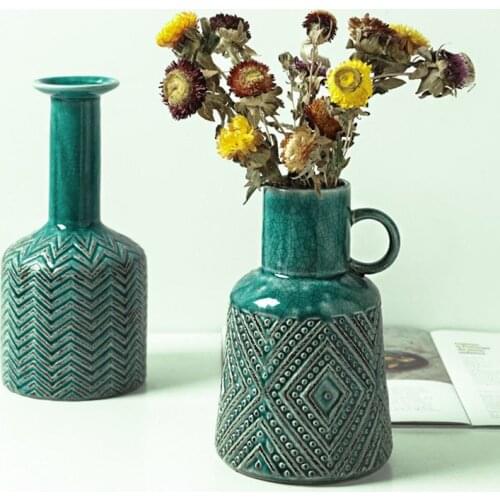 Home Living Room TV Cabinet Decoration Vase Creative Dry Flower Arrangement Ceramic Vases Ornaments Office Desk Decorations