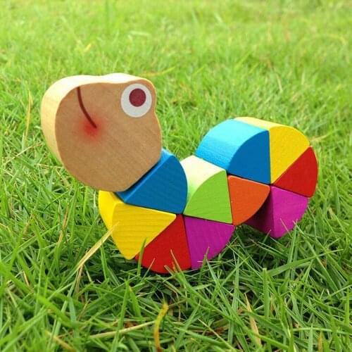 Wooden Twisting Worm Caterpillar Toy Educational Gift for Kids Baby Toddler