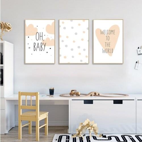 Baby Room Canvas Poster Rabbit Balloon Quotes Wall Art Nursery Painting Kids Children Room Decoration Picture Nordic Home Decor