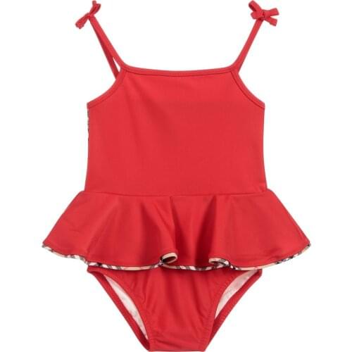 2019 Summer New Fashion Girls Swimwear Baby One Piece Swimsuit Kids Clothing Plaid Children Swimsuit for Girls Clothes 80-150cm