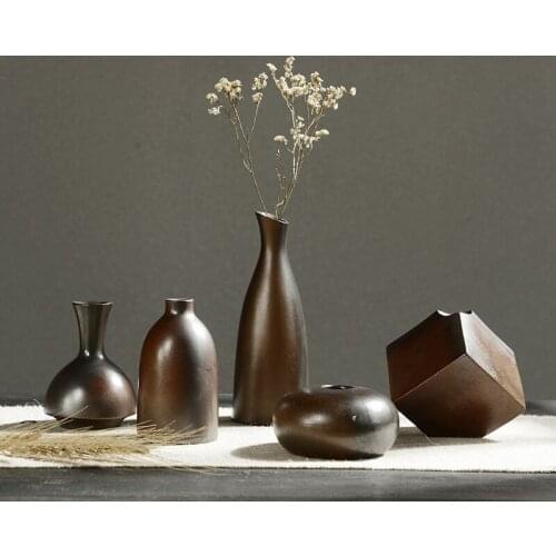 Ceramic Vintage Flower Vase hydroponic vase Japanese Style Porcelain Dried Flower Arranging Pot Table Decoration Craft Ornament