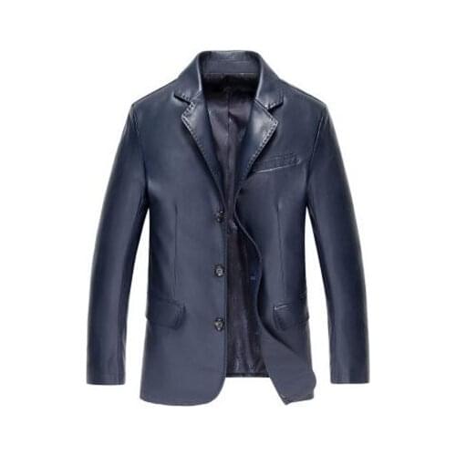 Leather suits mens leather jackets and coats jaqueta de couro masculino motoqueiro chaqueta men slim clothes autumn spring blue