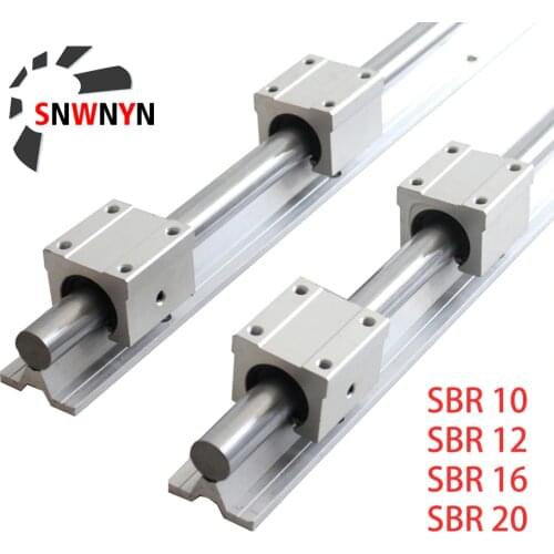 2pcs/Set SBR10 SBR12 SBR16 SBR20 Linear Guide Rail Slide Shaft Rod Any Length With 4pc Linear Bearing Blocks For CNC Router Part