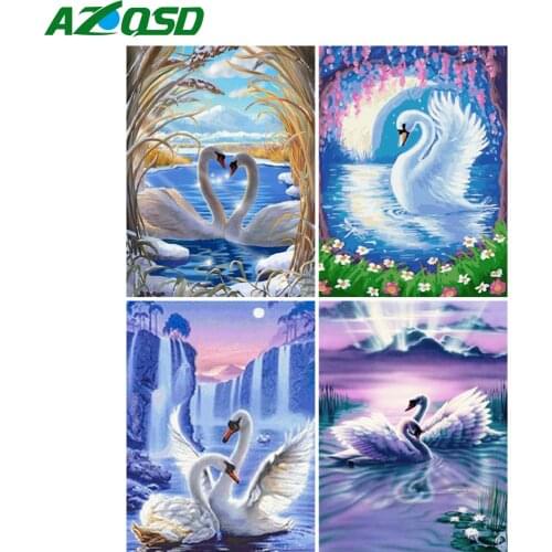 AZQSD Diamond Painting Swan Cross Stitch Kits Picture Of Rhinestones Diamond Embroidery Animal Mosaic Handmade Home Decor Gift